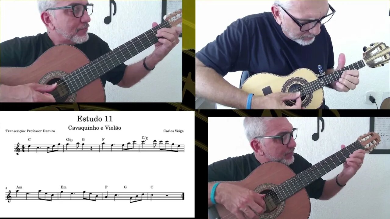 Estudo 11/20 de partitura para cavaquinho e violão