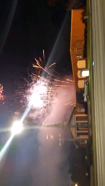 Fireworks behind a church on highway 78