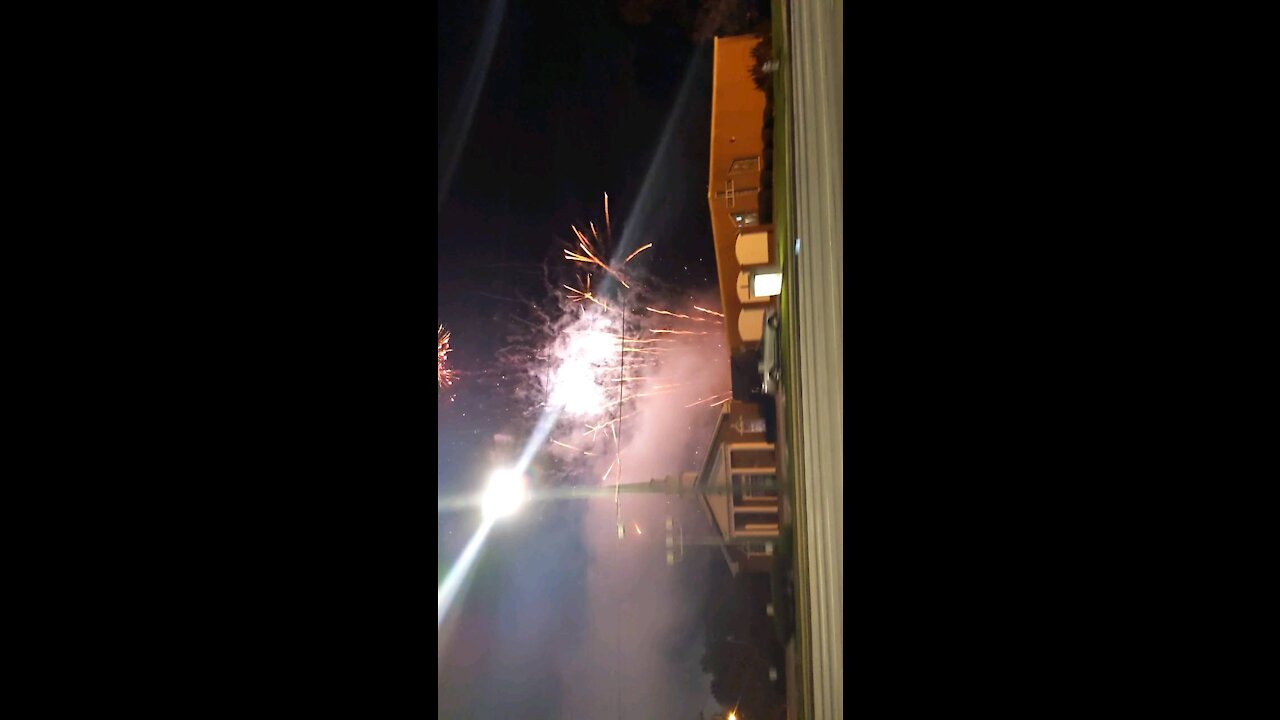 Fireworks behind a church on highway 78