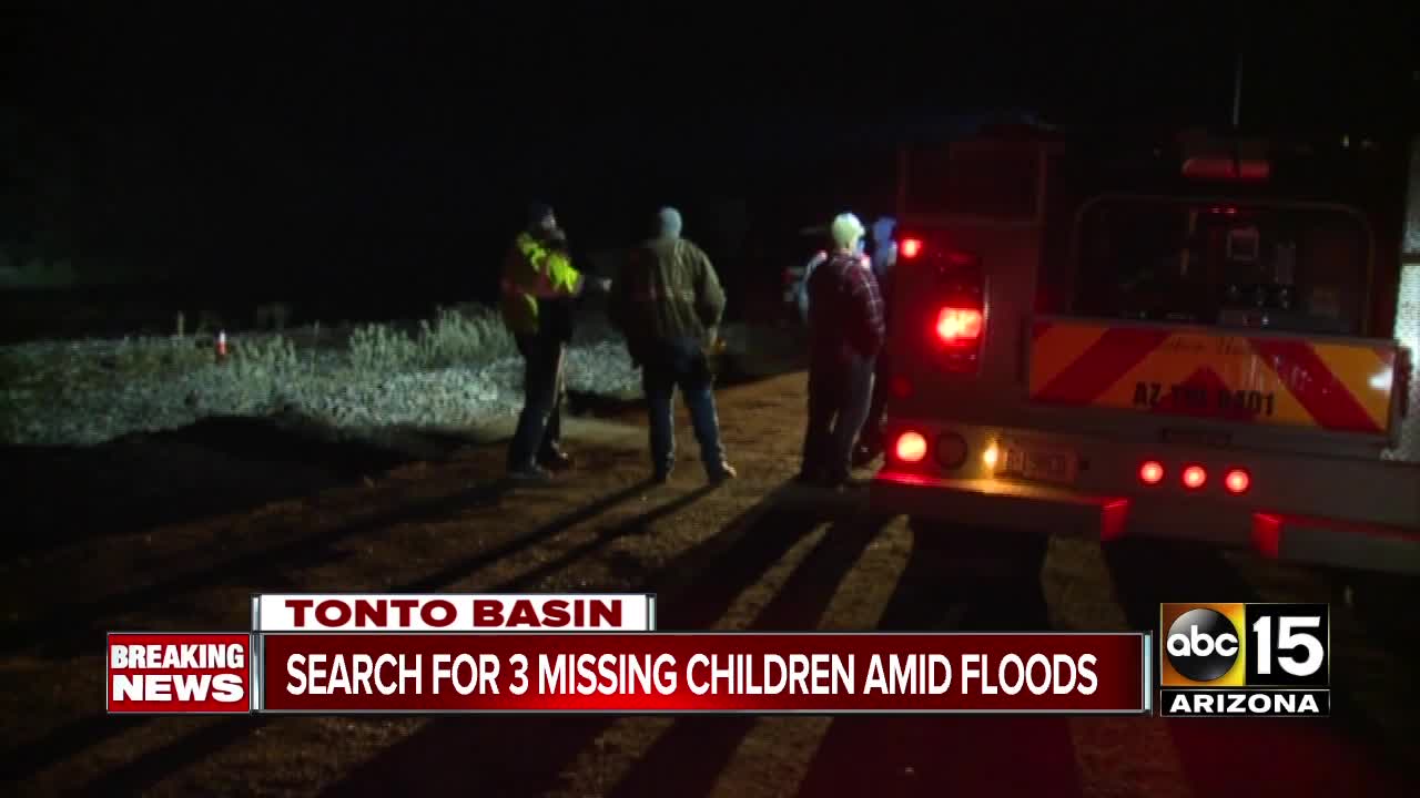 Three children reported missing after flooding in Tonto Basin area