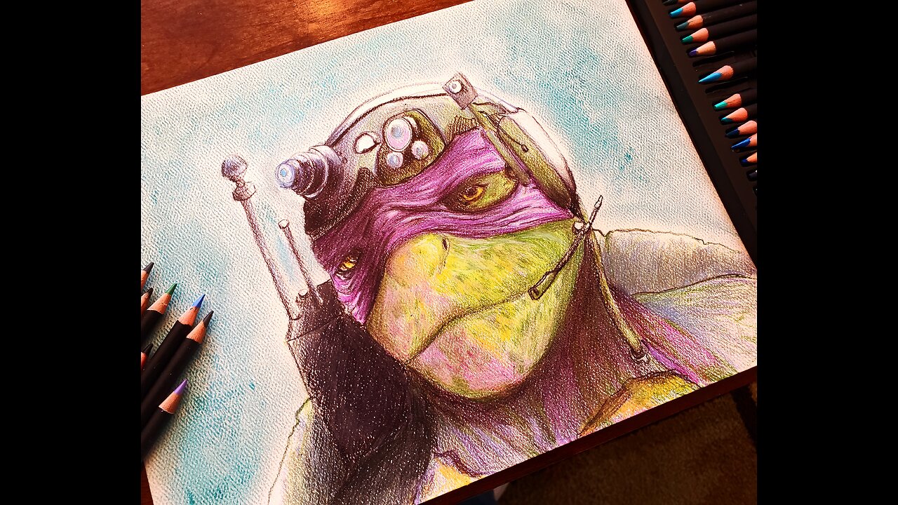 Drawing Donatello- Colored Pencils- TMNT.