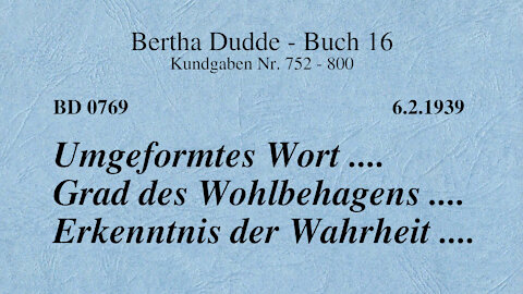 BD 0769 - UMGEFORMTES WORT .... GRAD DES WOHLBEHAGENS .... ERKENNTNIS DER WAHRHEIT ....