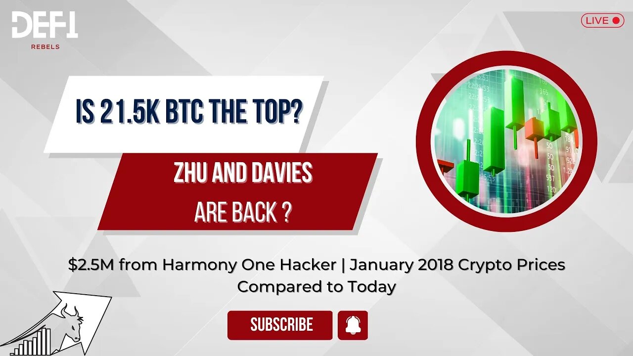 DeFi Rebels LIVE | 21.5k btc the top for the Crypto Pump? | Zhu and Davies |Harmony One Hacker