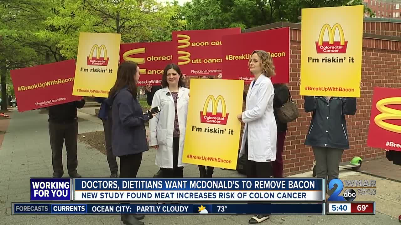 "Breakup with bacon," doctors and dietitians protest outside McDonald's