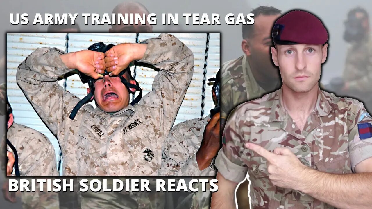 PAINFUL US Army Tear Gas Training British Airborne Soldier Reacts