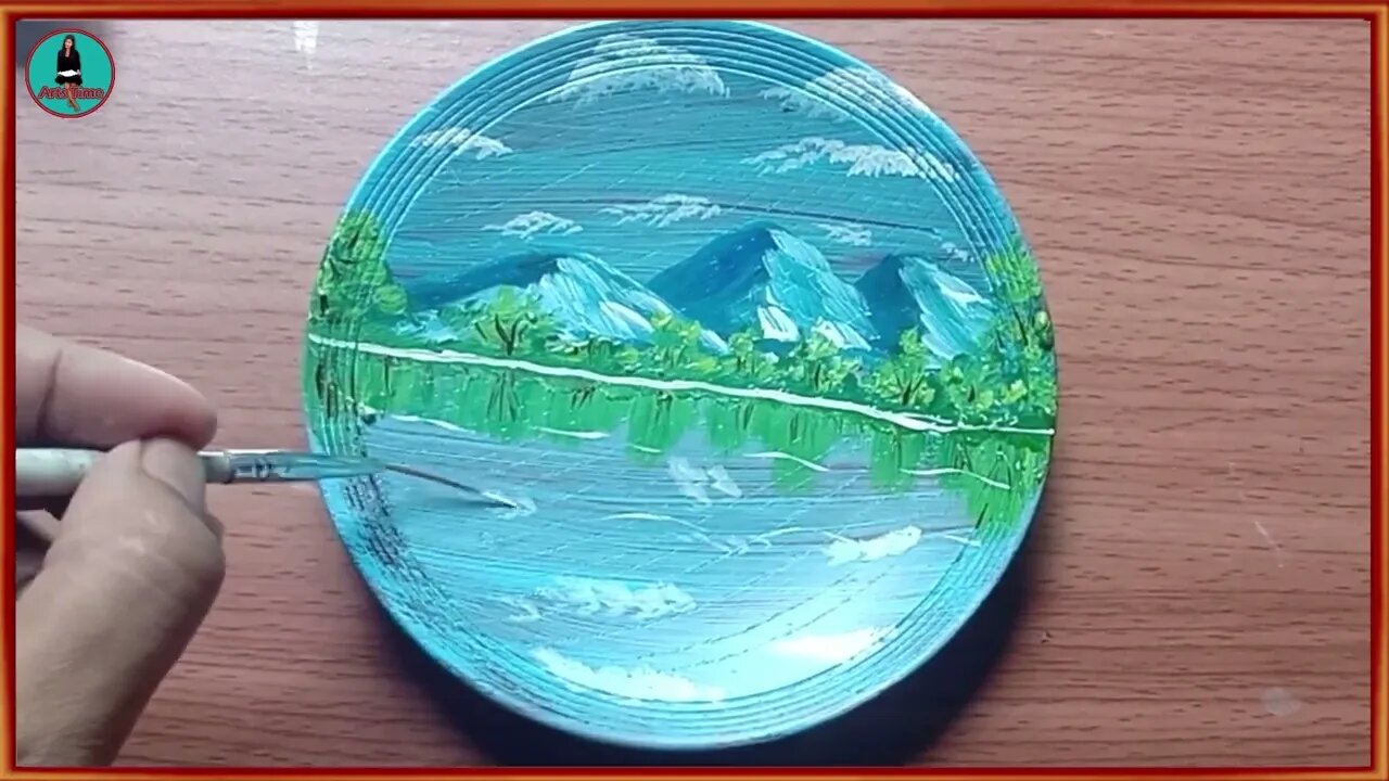 Beautiful Lake Scenery Painting Acrylic Paints Arts Time 1