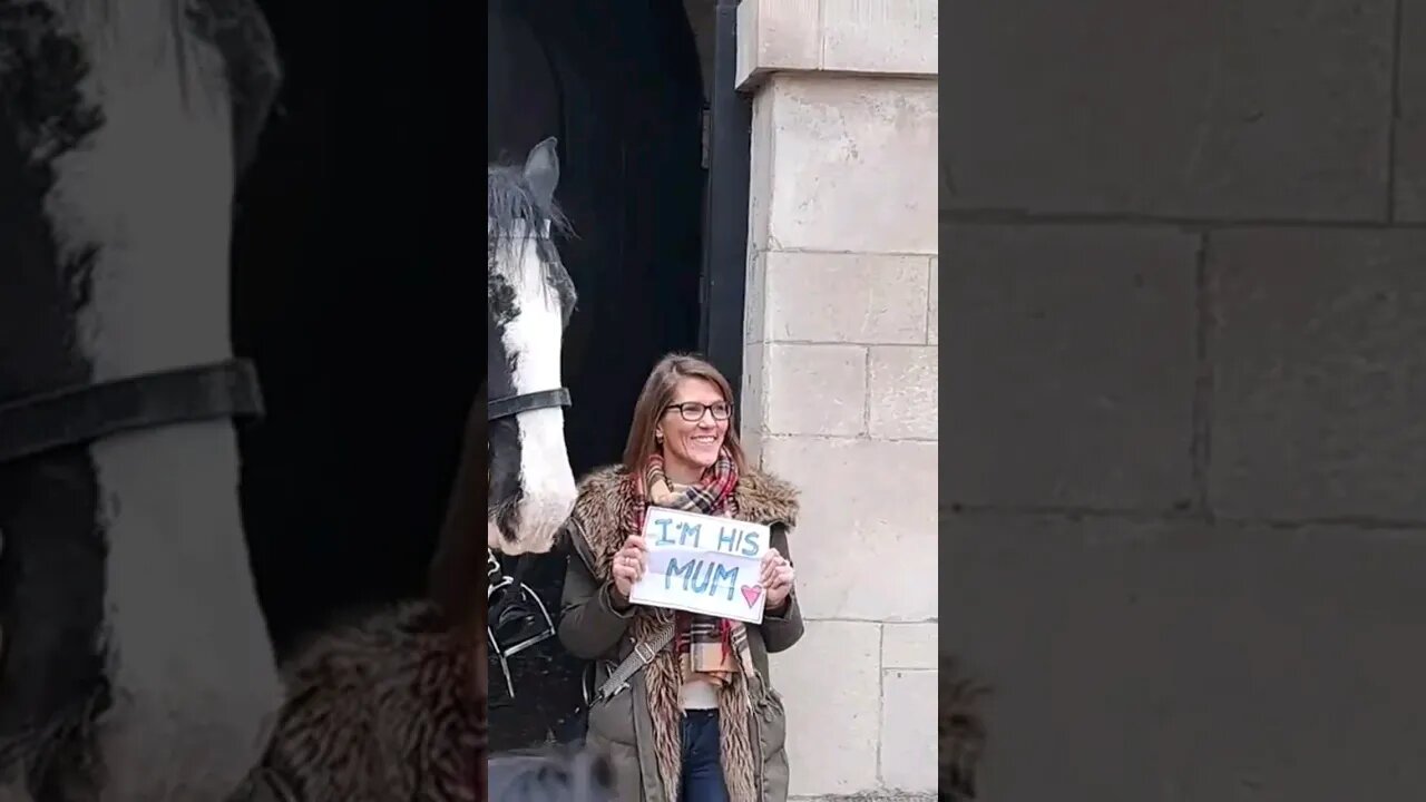 Mum makes her guard son smile.please don't do that #horseguardsparade