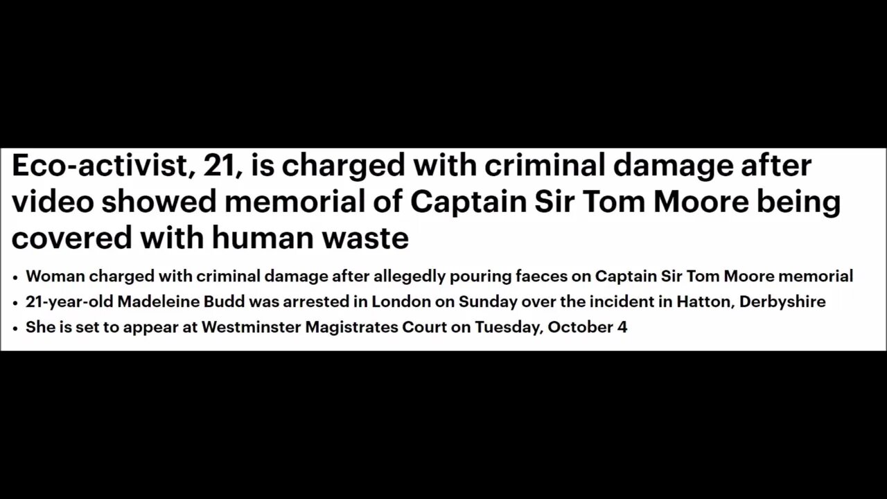 Eco-activist is charged with criminal damage after video showed memorial of Captain Sir Tom Moore