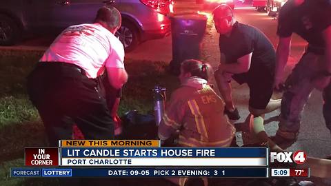 Lit candle starts house fire