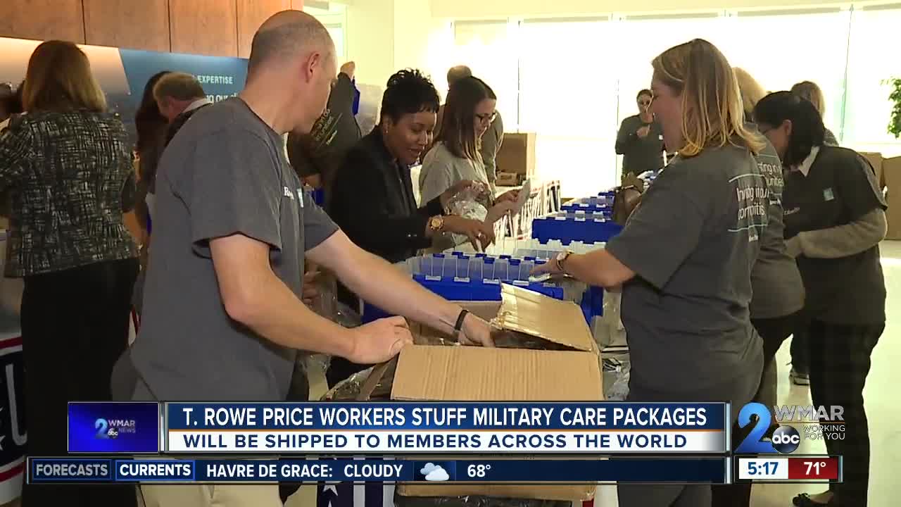 T. Rowe Price workers put together care packages for military members