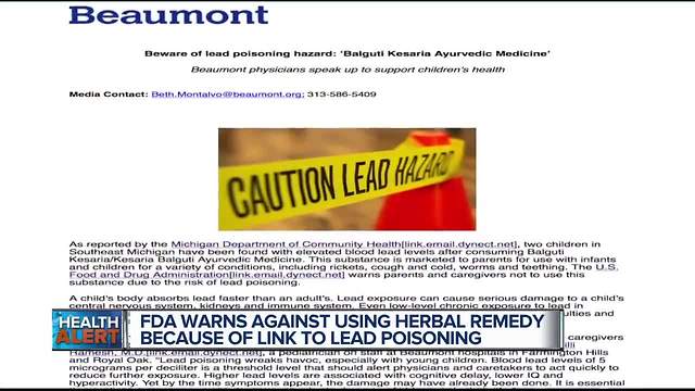 FDA warns against using herbal remedy because of link to lead poisoning