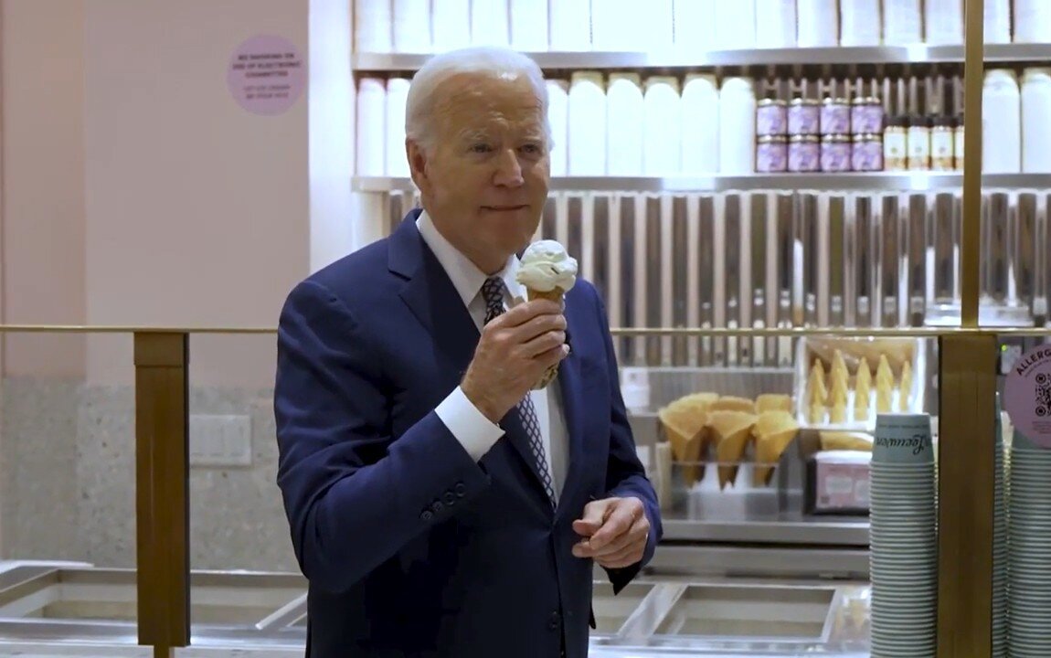 Joe Biden Talks Gaza War While Munching Ice Cream