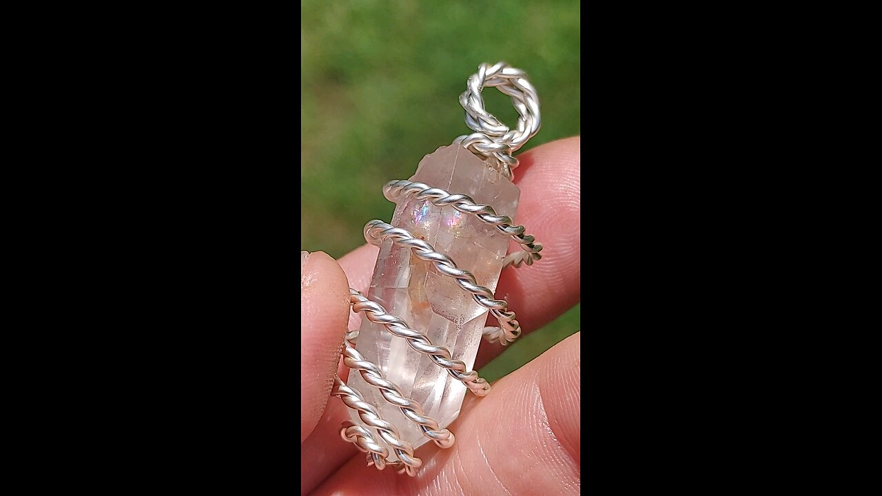 lightning strike pink lithium Lemurian Quartz Silver Copper Energy Device Amulet