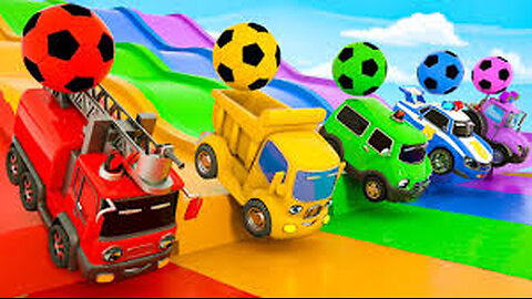 Baby Shark + Wheels On the Bus song - Soccer ball shaped wheels - Baby Nursery Rhymes & Kids Songs