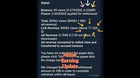 Mdisk Earning Update #live #withdrawal #earning #proof #shorts #mdisk