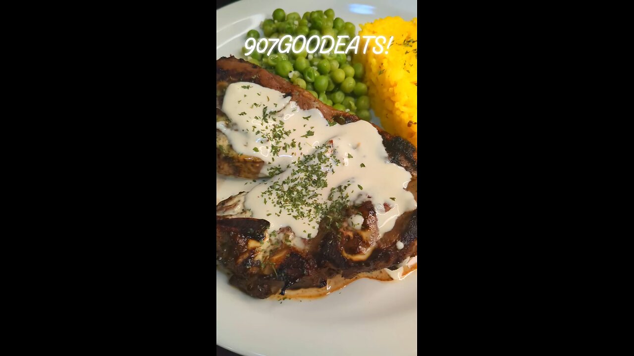 Dinner is Served!! 😋Lamb Shoulder Chops, Yellow Rice, Peas, And A Mustard Cream Sauce