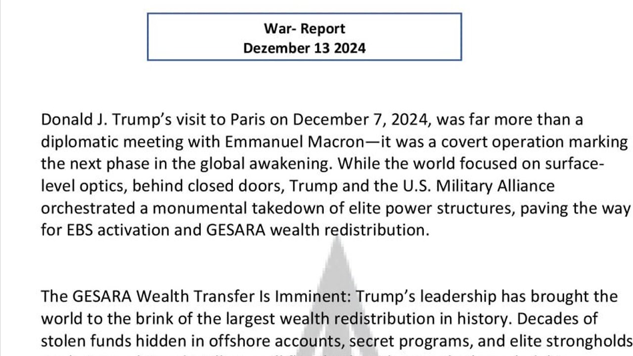 WAR REPORT - DEZEMBER 13 2024 - TRUMPS VISIT TO PARIS