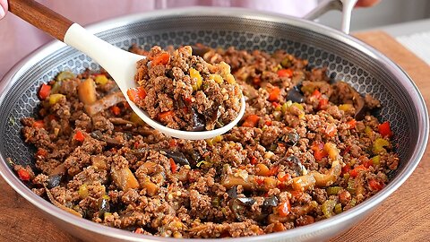 Eggplant stewed with ground beef! So easy and delicious!