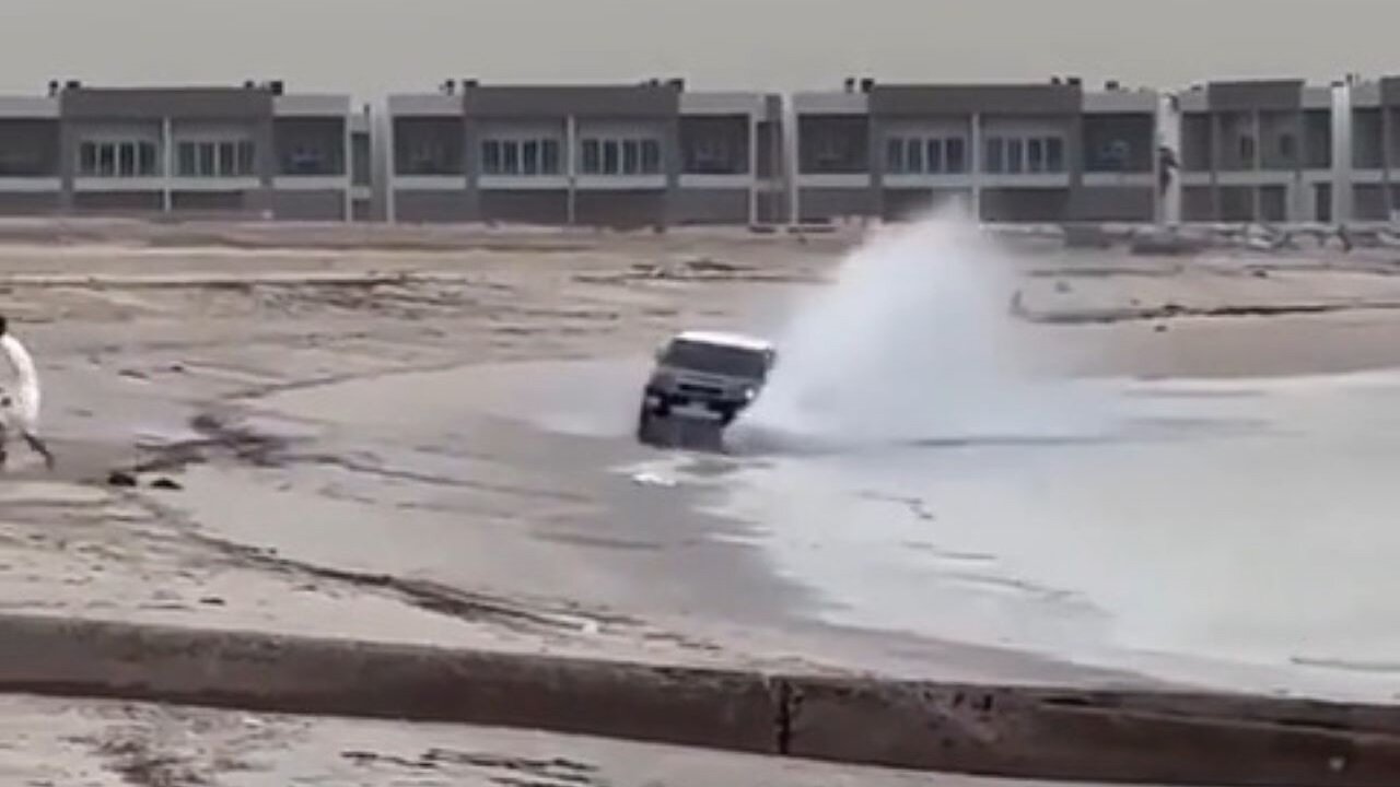 Arab Youth Effing Around In His SUV On The Beach Finds Out