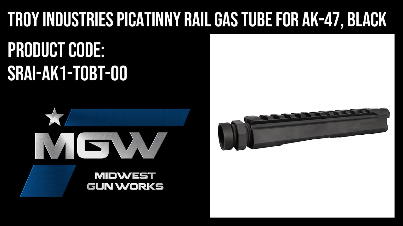 Troy Industries Picatinny Rail Gas Tube for AK -47, Black - SRAI-AK1-T0BT-00