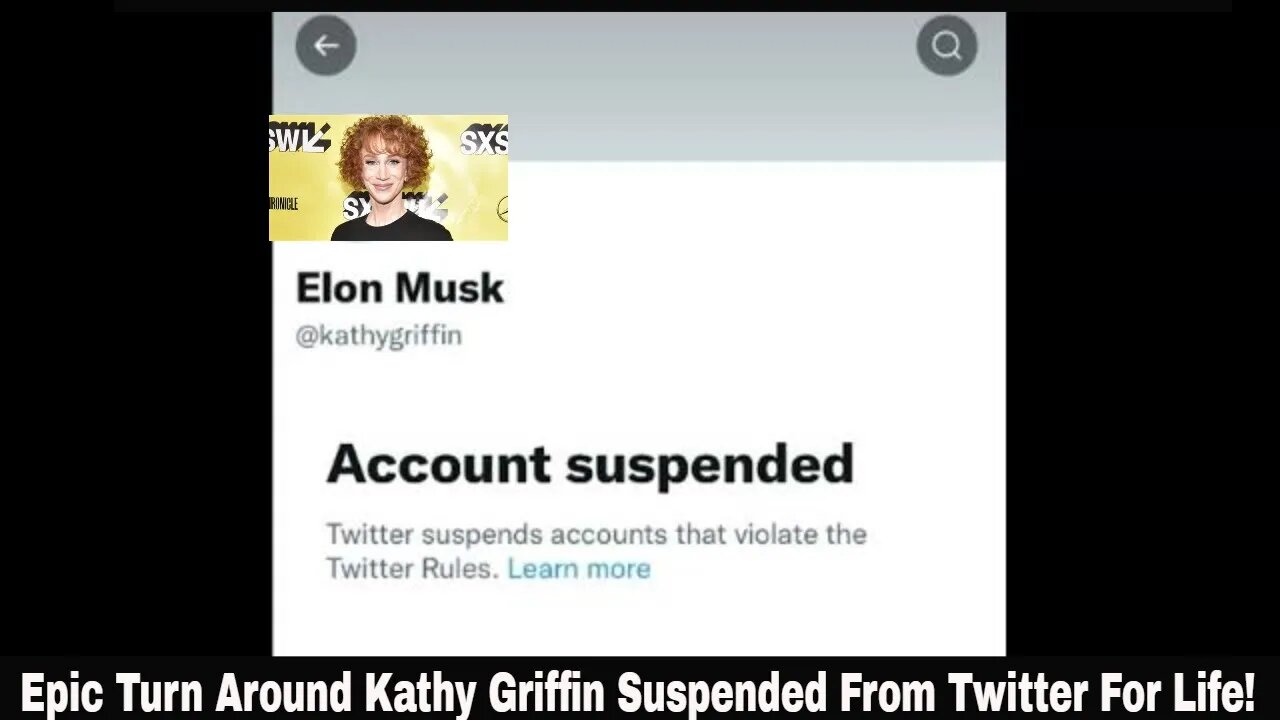 Breaking! In Epic Turn Around Kathy Griffin Suspended From Twitter For Life!