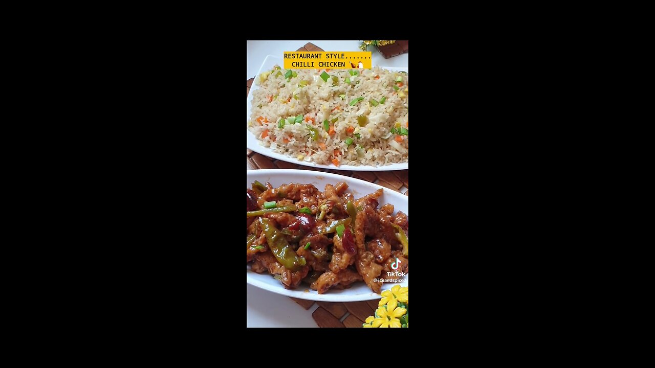 Egg veg's rice with delicious chilli chicken restaurant style