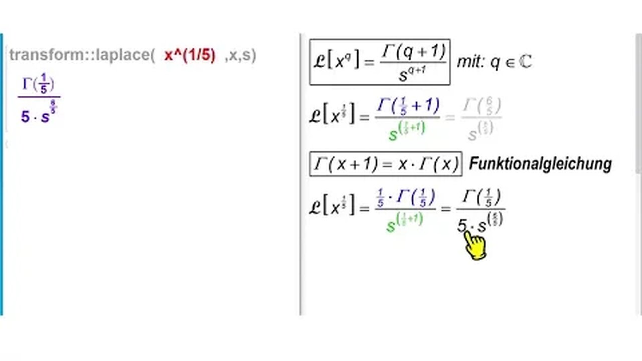 Laplace-Transformation via Gammafunktion ►Teil 3 (Beispiel mit Problem)