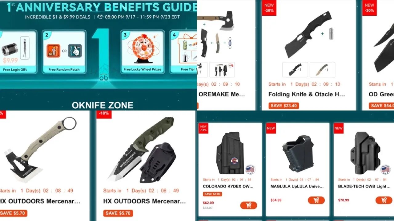 Obuy First Anniversary Sale Knives,Camping gear and EDC items on sale !