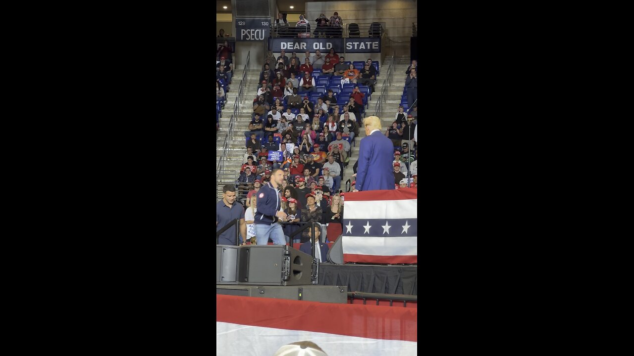 Trump invites the Penn State Wrestling team onto the stage at his rally in Penn State University