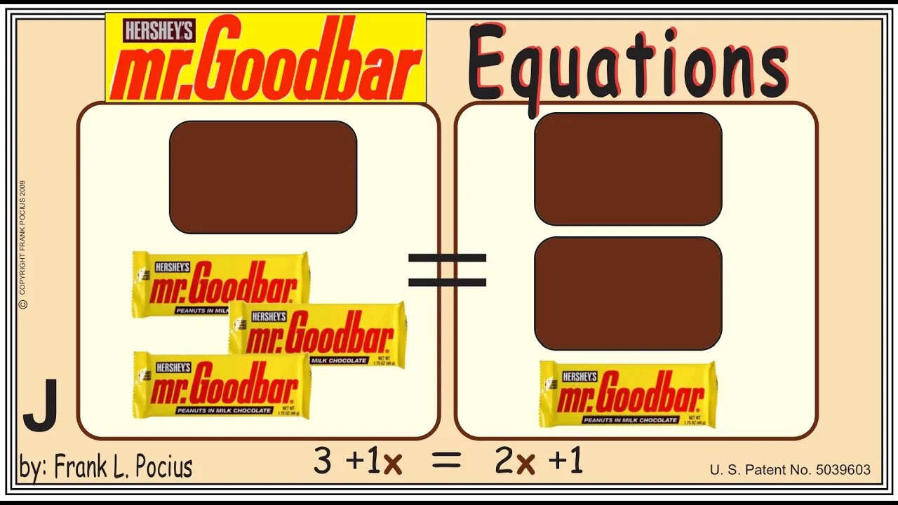 VISUAL mrGOODBAR 3+1x=2x+1 EQUATION _ SOLVING BASIC EQUATIONS _ SOLVING BASIC WORD PROBLEMS