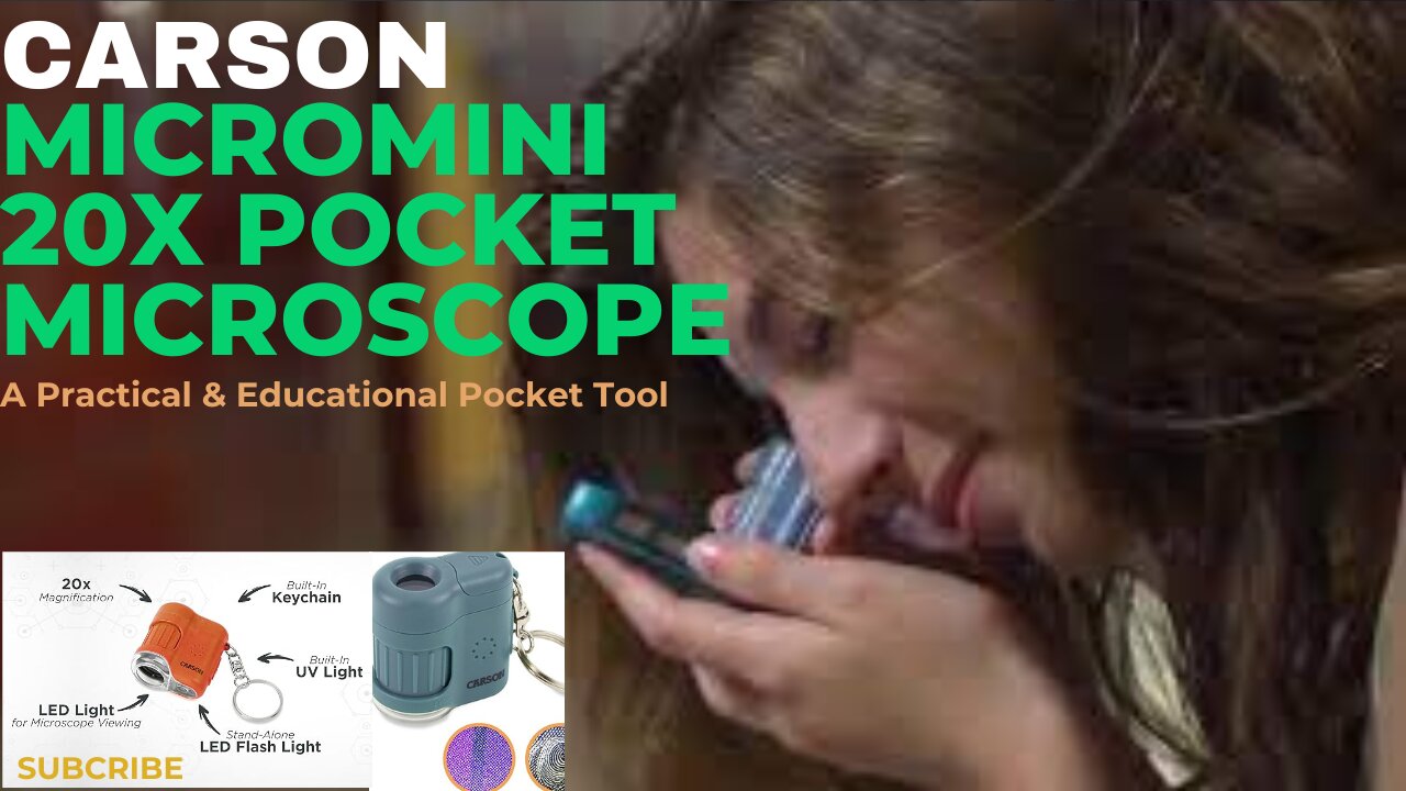 CARSON MicroMini 20x Pocket Microscope| UV and LED Flashlight| Practical & Educational Tool