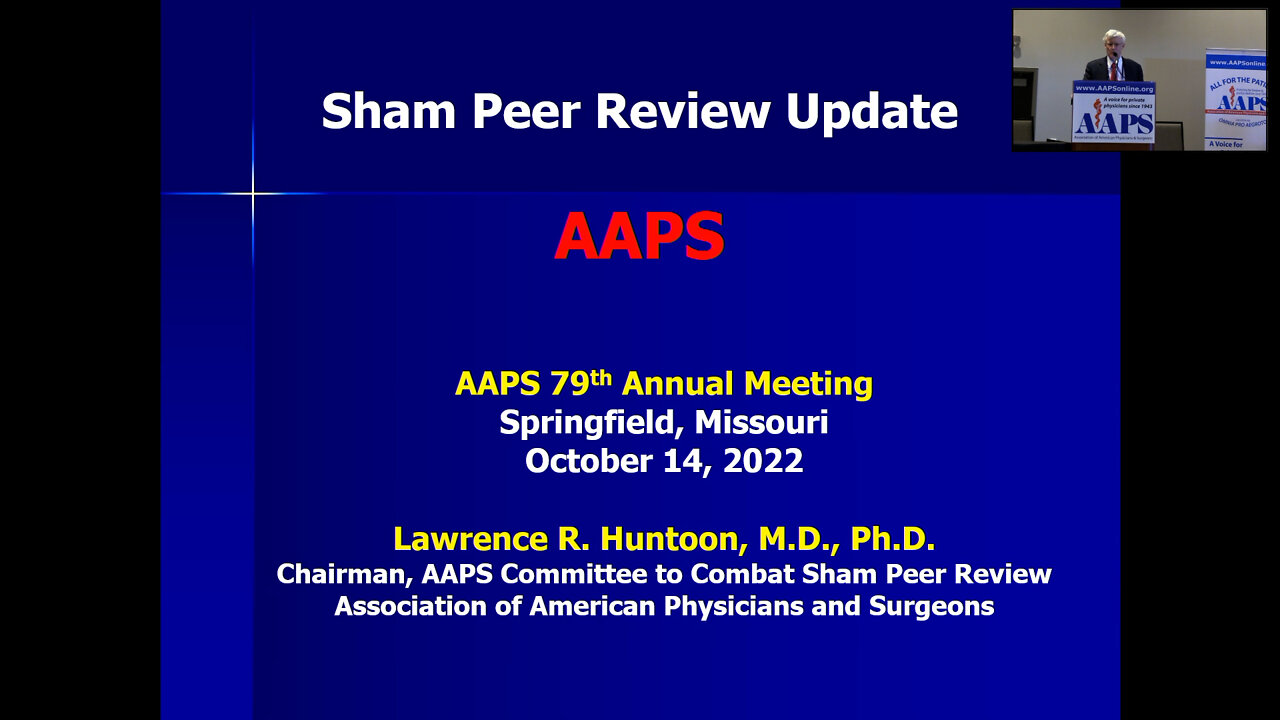 Sham Peer Review Update - Lawrence Huntoon, MD, PhD