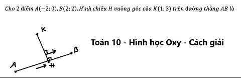 Toán 10: Cho 2 điểm A(-2;0),B(2;2).Hình chiếu H vuông góc của K(1;3) trên đường thẳng AB là