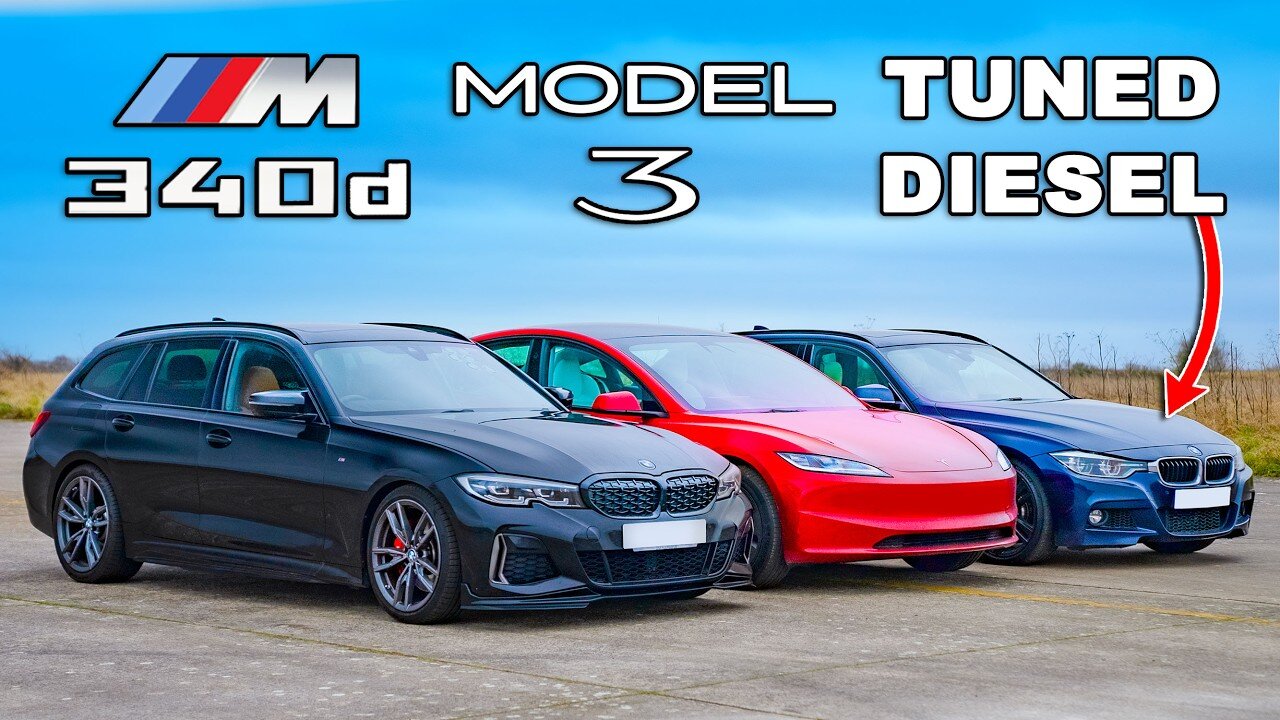 Tuned BMW diesel v new Tesla Model 3: DRAG RACE