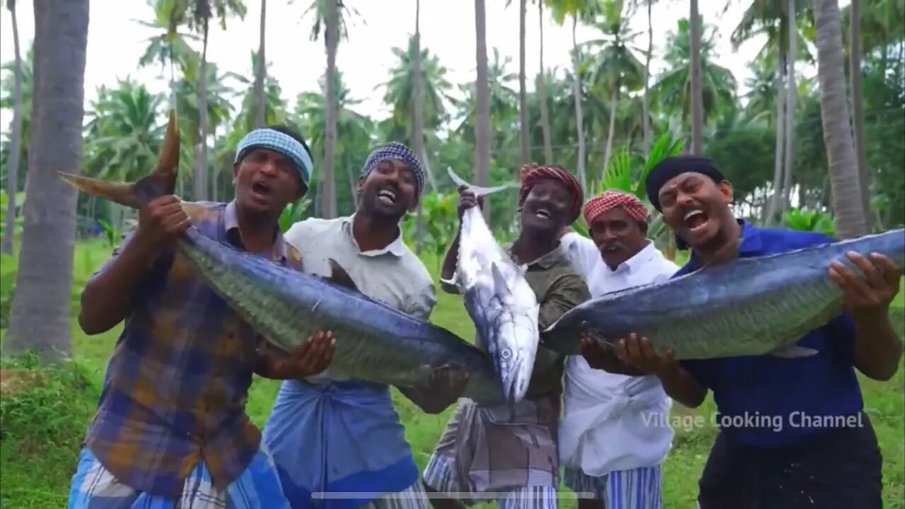 3 Big Fish Fry | Fried Spanish Mackerel | Village Cooking Channel