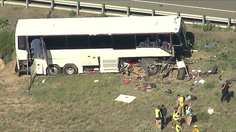 Aerial footage of deadly bus crash in Pueblo