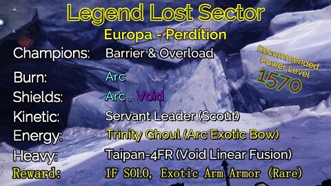 Destiny 2 Legend Lost Sector: Europa - Perdition on my Hunter 10-8-22