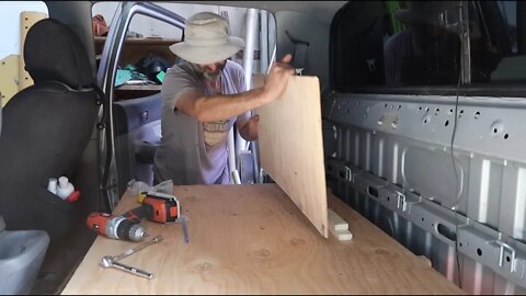 Truck Camping: Backseat Platform Phase 2 - Securing the fridge and building more storage