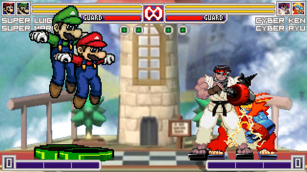 MUGEN - Super Mario & Super Luigi vs. Cyber Ryu & Cyber Ken - Download