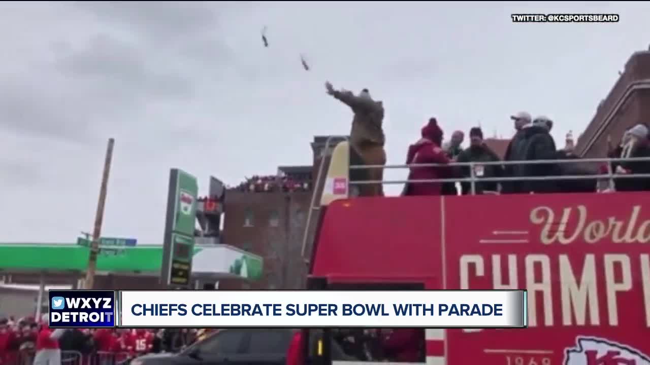 Fisher reprises beer celebration at Chiefs Super Bowl parade