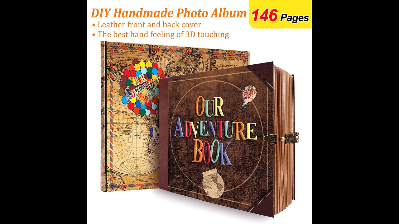 146 Page DIY Handmade Photo Album Scrapbook Our Adventure Book