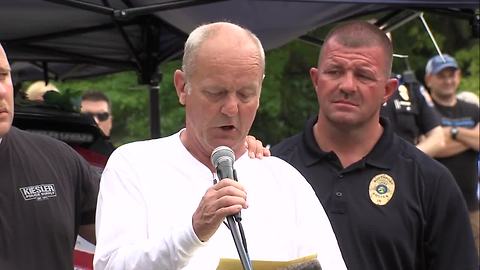 Father of Lt. Aaron Allan gives emotional speech during Southport’s National Night Out