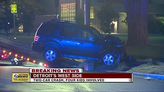 Two-car crash, four kids involved on Detroit's west side