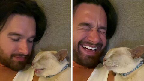 Cat adorably talking in his sleep