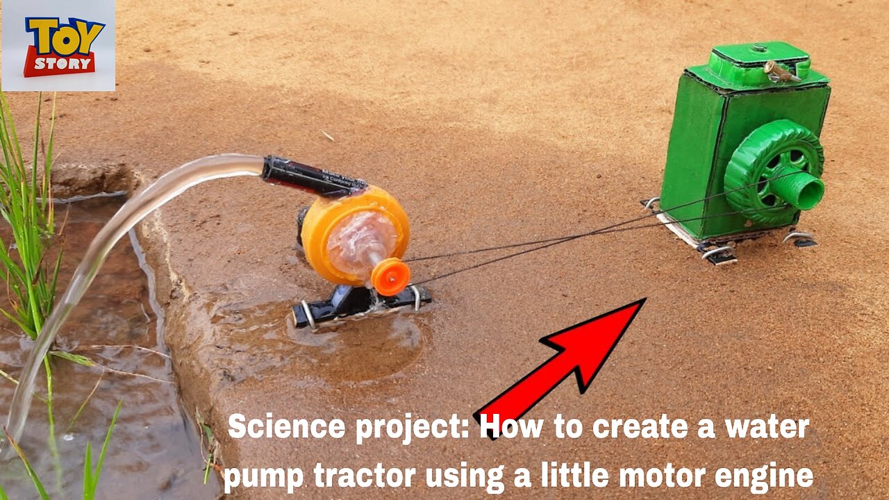 Science project: How to create a water pump tractor using a little motor engine