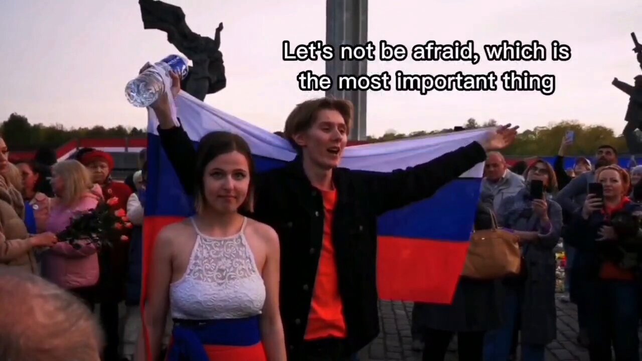 Russian (ethnic, Latvian citizen) guy Alexander, who came with the Russian flag to the Monument to the Liberators of Latvia in Riga