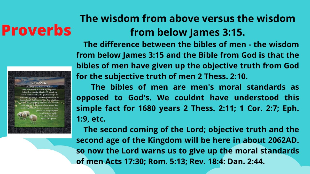 Proverbs 1-2 MEN HAD TO BE IN IGNORANCE TO TRADE THE PREACHING OF CHRIST FOR THE PREACHING OF MEN!