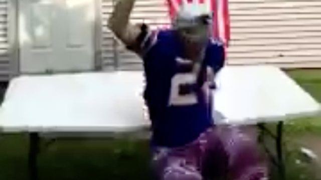 Bills Fan COMPLETELY Misses Table Dive, Lands Directly on His Ass