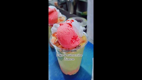 Fresh juice yummy ice cream and Fruits