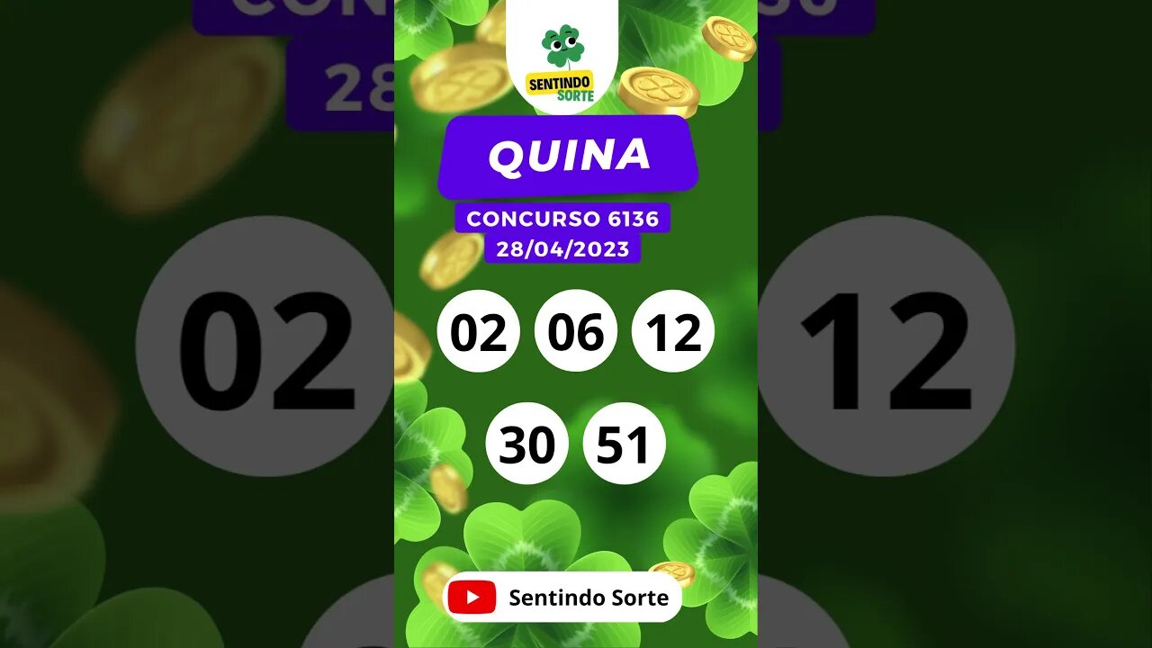 🍀 Resultado QUINA 6136 | 28/04/23 | Sentindo Sorte #shorts